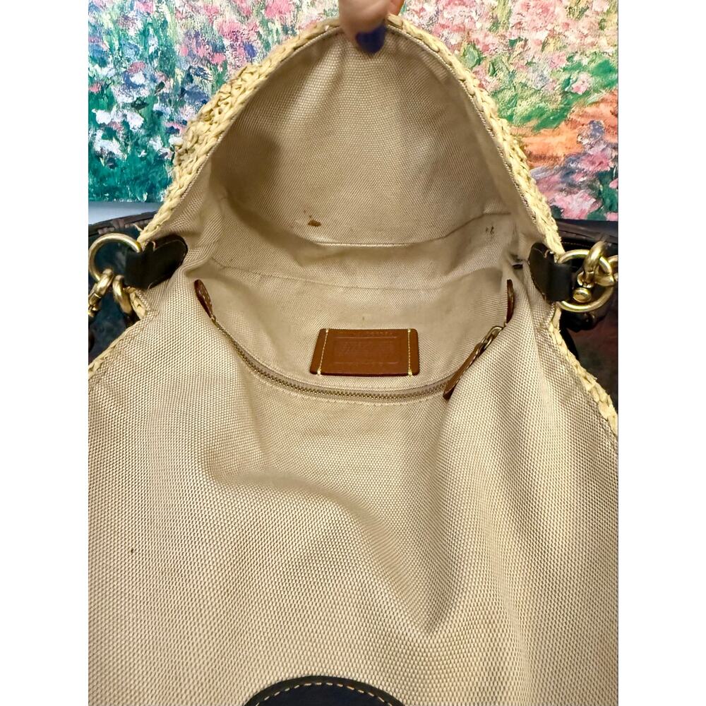 EUC Coach CA032 Soft Tabby Bag In Natural Straw w/ Black Leather Trim - Picture 7 of 14